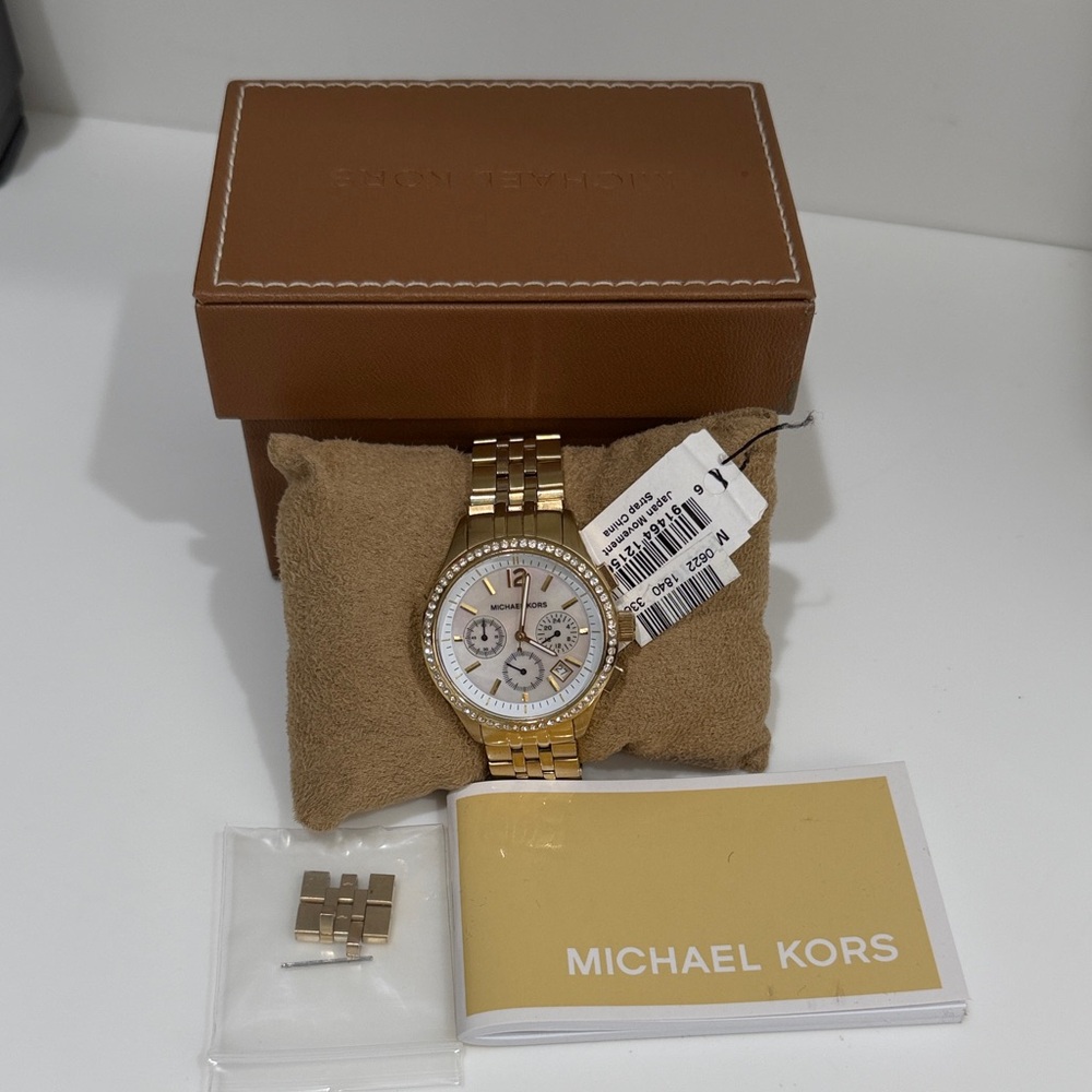 Michael Kors Gold-Tone Watch with Silver Dial